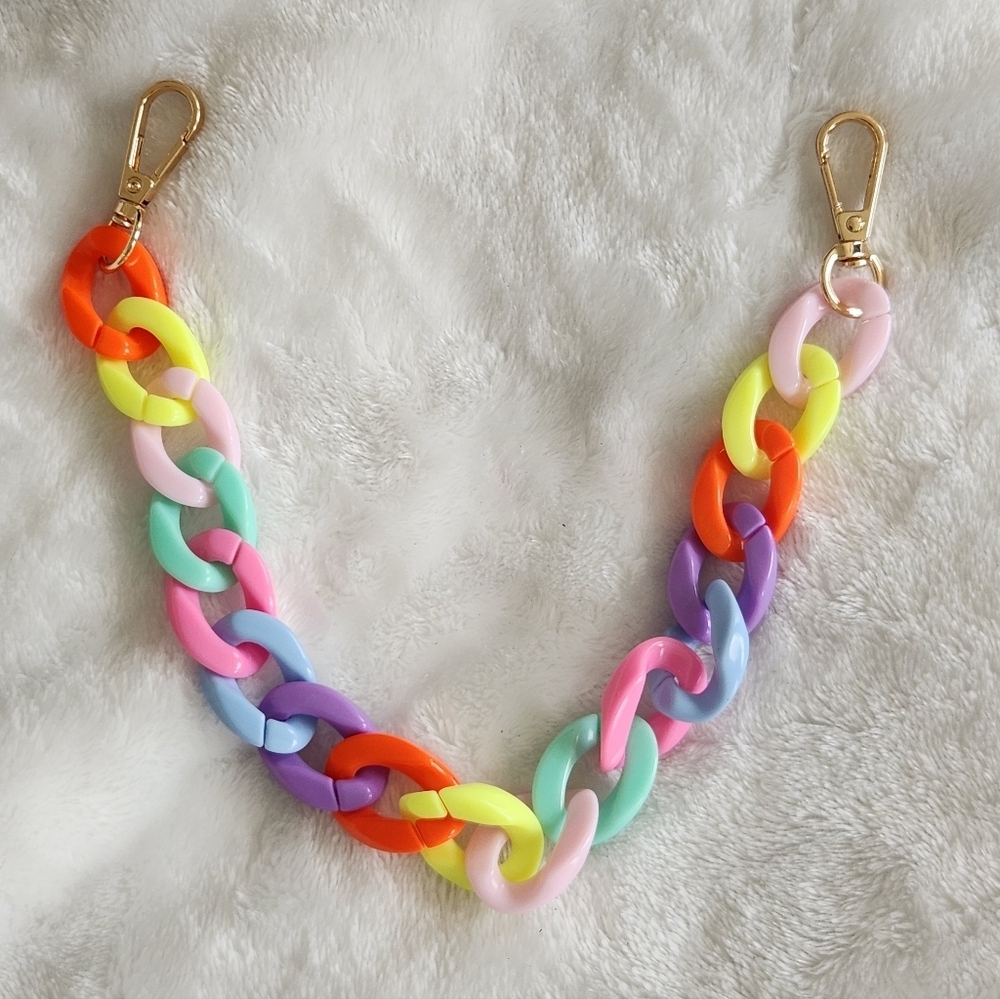 Multicolor Rainbow Bag Chain Beautiful Link Purse Chain Charm